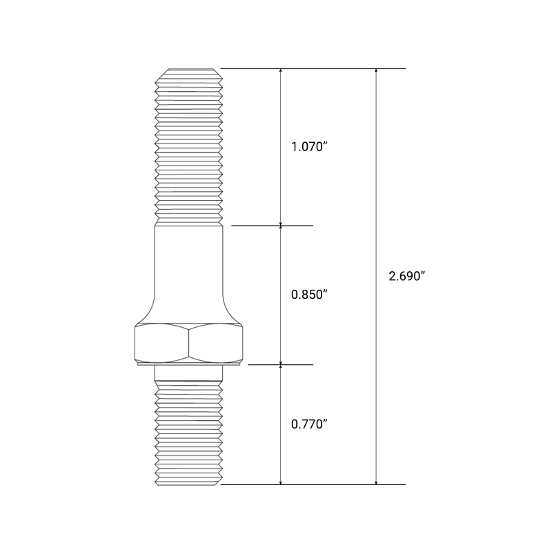 Proflow Rocker Arm Screw In Stud Kit, 7/16, Top 7/16-14 in., Bottom 7/16-20 in. Universal, Chevrolet, Ford, Holden V8, Set Of 16 Diagram Image