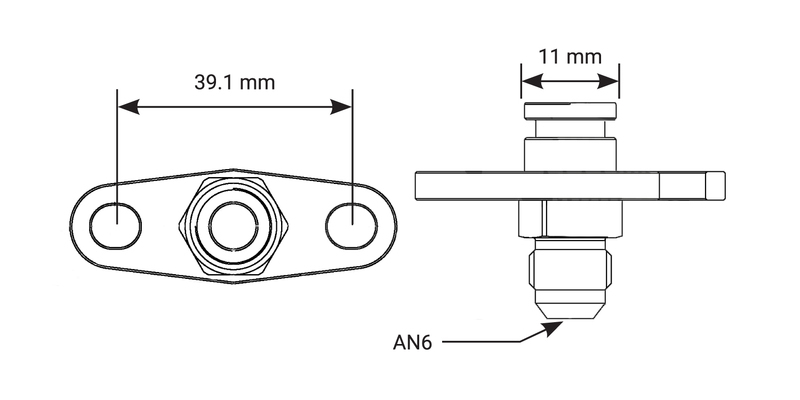 Proflow Fuel Rail Adaptor Fitting Aluminium 11mm To -06AN For Toyota / For Subaru Diagram Image