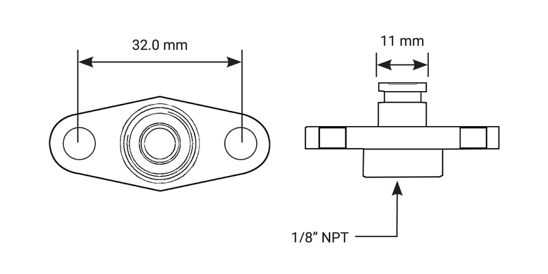 Proflow Fuel Rail Adaptor Fitting Aluminium 11mm To Female 1/8 NPT suit For Nissan / For Subaru / For Mazda Diagram Image