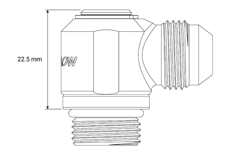 Proflow Low Profile Banjo Fitting, -12AN Male To -12AN ORB Male, 90 Degree Diagram Image