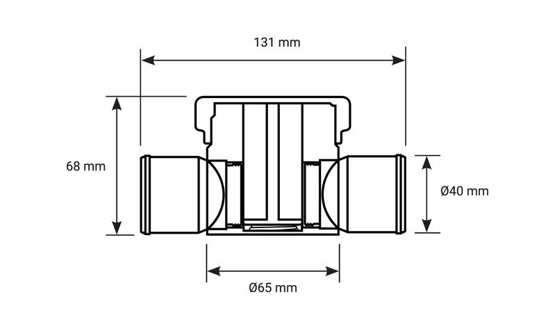 Proflow Coolant Filter, Inline with Cap, Billet Aluminium, Black Anodised, 1.500 in. Inlet, 1.500 in. Outlet, Kit Diagram Image