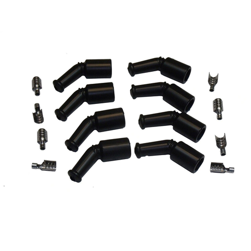 Proflow SuperMax Wire, LS Ignition Coil Boot and Terminal, Black 135 Deg, Chev For Holden, LS, 8 Boots,10 Terminals, Kit