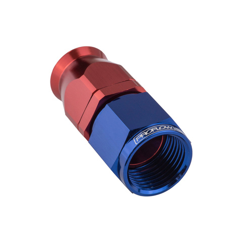 Proflow Aluminium Straight Hose End Hose End -04AN For PTFE, Red/Blue