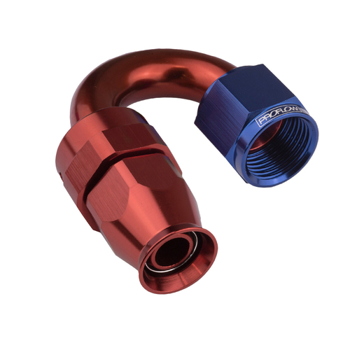 Proflow Aluminium 180 Degree Hose End Hose End For -04AN PTFE Hose, Red/Blue