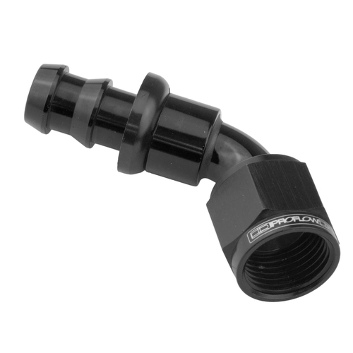 Proflow 60 Degree Push Lock Hose End Barb 3/4'' To Female -12AN, Black