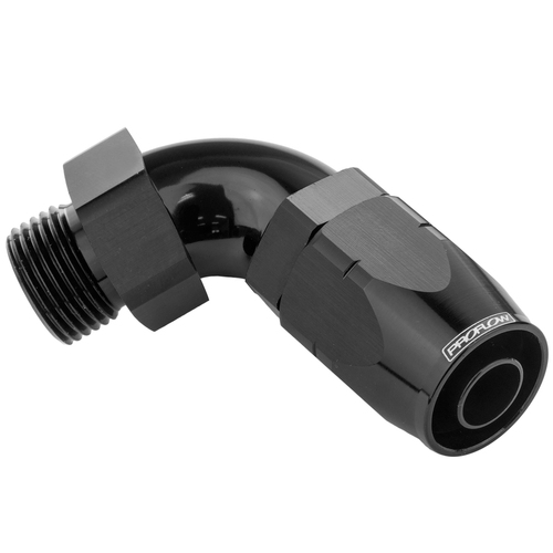 Proflow 45 Degree Fitting Hose End -08AN Orb Male To -10AN, Black