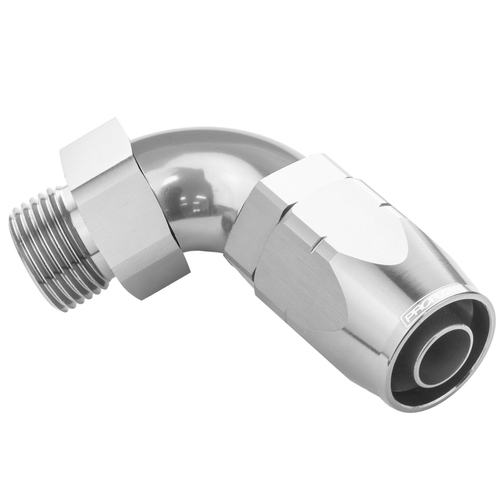 Proflow 90 Degree Fitting Hose End -08AN Orb Male To -10AN, Polished