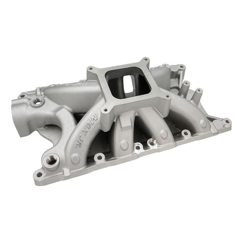 Proflow Intake Manifold, Super Max Jr, Single Plane, Aluminium, Natural, Square Bore, SB Ford, 351W, 9.5 in Deck, Each